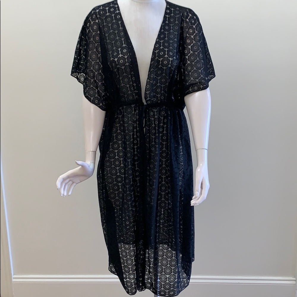 NWT Black Lace Duster Kimono